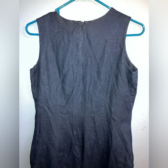 Talbots Black Midi Dress with Button Accents 100% Irish linen #736 - Picture 5 of 8